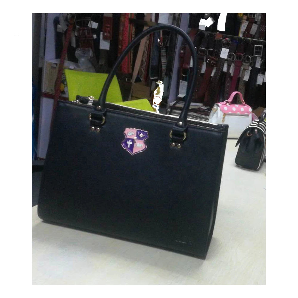 Zeta Phi Beta Customizable PU Leather Waterproof Portable Casual Tote Bag with Alligator Pattern Open Closure for National Style