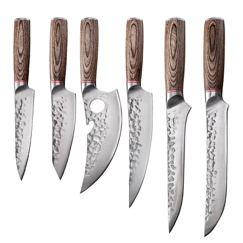 6-Piece Boning Knife Set with Pakkawood & 4cr13 Carbon Steel Utility Viking Butcher Knife Durable Metal Material