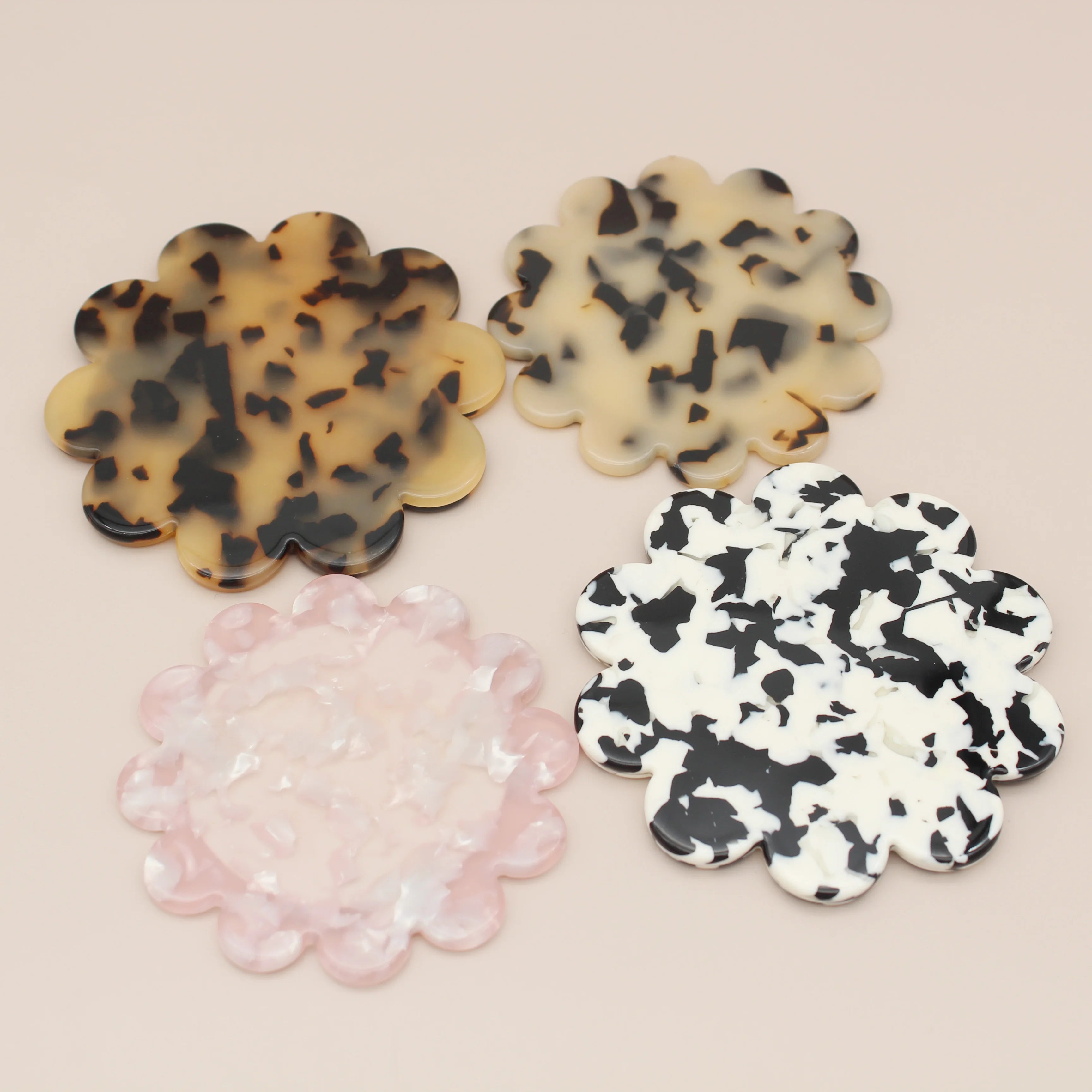 Jachon Retro Acetate Sunflower Mirror Portable Small Round Acetic Acid Pocket Mirror for Hair Combs