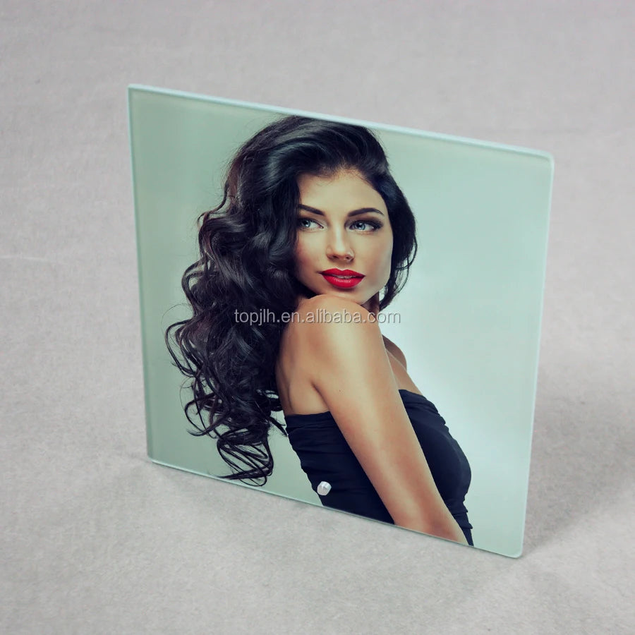 TOPJLH USA Popular 2024 New Design Sublimation square Transparency clear Glass Photo Frame for Desk Decoration Sublimation Blank