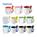 Personalised BestSub Wholesale Custom 11oz Photo Heated Sublimation Ceramic Travel Color Spoon Coffee Mugs B11S