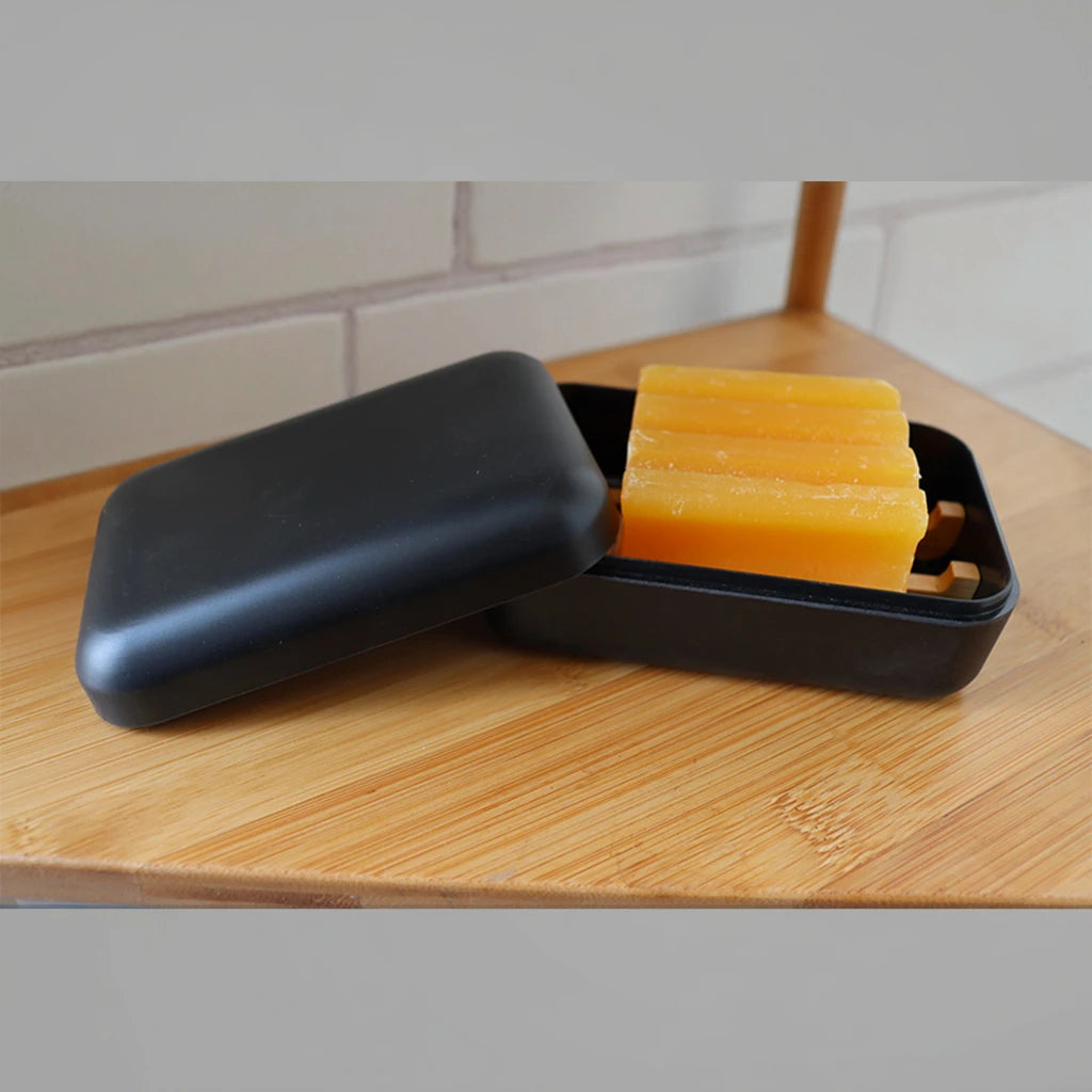 Eco Friendly Bamboo Travel Soap Holder & Case Box with Self Drain Tray Lid Zero Waste Modern Luxury Design for Bathroom