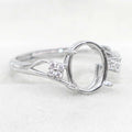 Sterling Silver 8*10mm Semi Mount Ring Empty Frame Blank Support Setting S925 Base Holder Without Center Stone for DIY Inlay