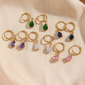 Dreamshow Colorful Dainty Water Drop Zircon Charm Hoop Earring Diamond Hoop Earrings for Women