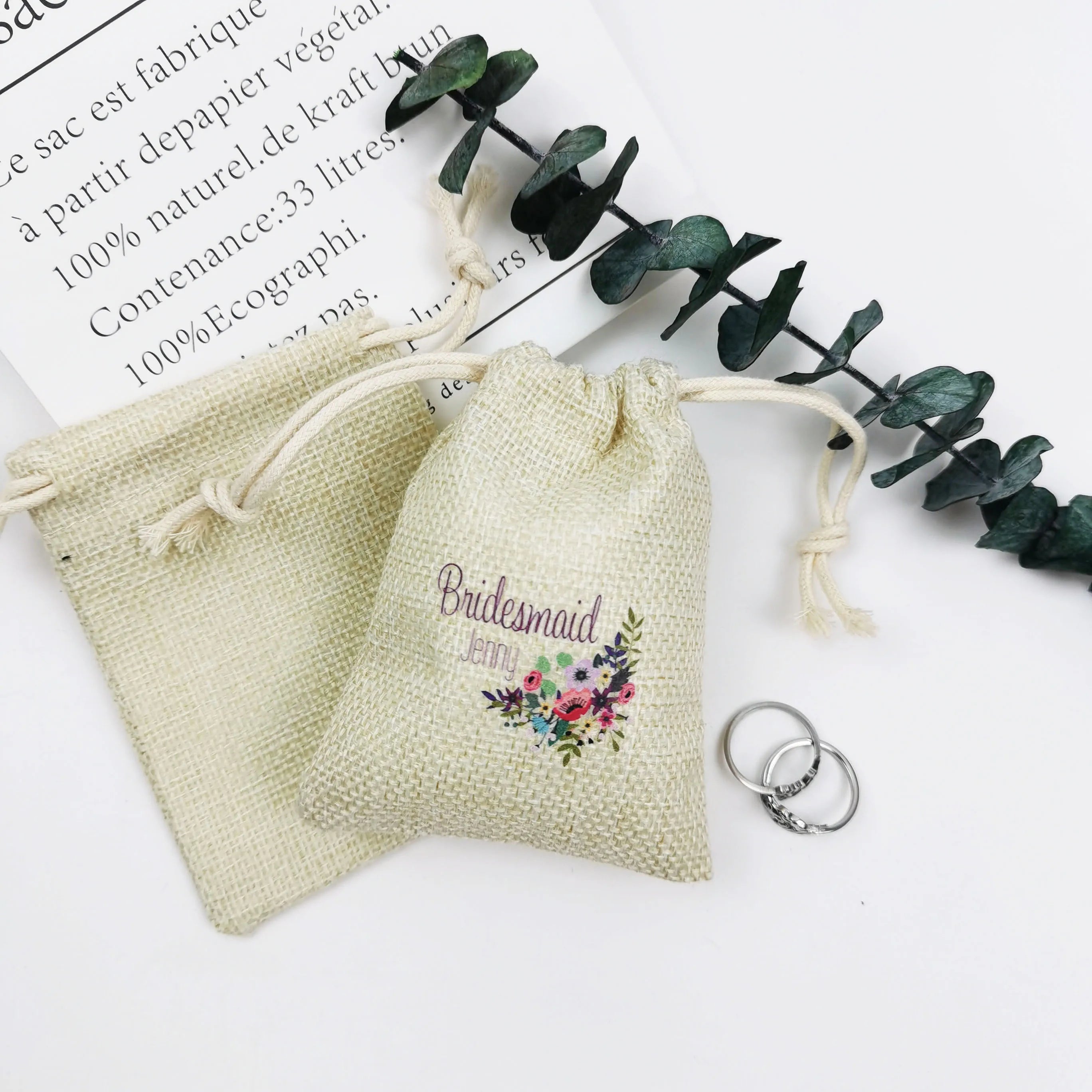 Gift Bags Wedding  Jute Bag Linen Jewelry Pouches with Drawstring for Birthday Party Wedding Favors Present