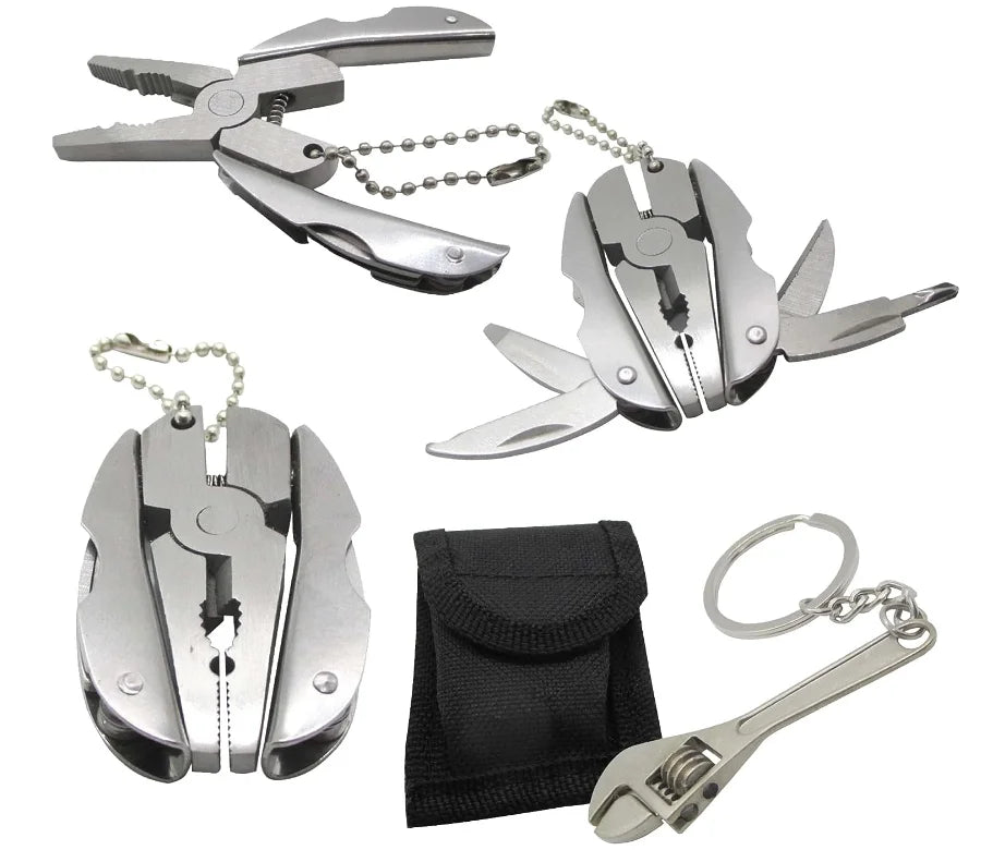 DIY Mini Plier & Wrench Keychain Set-6-in-1 Multitool Plier Adjustable Wrench with Carry Case OEM Customizable 1-Year Warranty