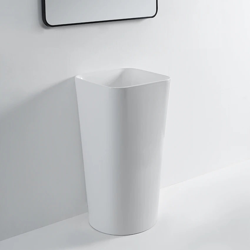 High Standard Modern Pedestal Basin Large Size Ceramic Bathroom Sink for Hotel & Villa Use