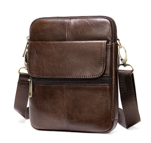 Hot Sale Quality Genuine Leather Men Small Shoulder Crossbody Bag Casual Travel Messenger Bags with Handle