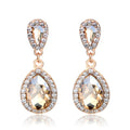 Dropshipping Geometric Gold Plated Champagne Earrings Wedding CC Drop Earrings for Women Bridal Earrings Female