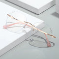 New Rimless Stainless Optical Glasses Metal Rimless Eyewear Oval Gold Frames for Men Women Wholesale MegaBDM
