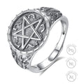 Wholesale Price Vintage Jewelry 925 Sterling Silver Open Adjustable Size Wiccan Pentagram Ring for Men