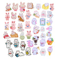 Hot Sale Cute Cartoon Self Adhesive White pink Rabbit Study Eat Food Design Embroidery Patch Sticker for Garment Hair Ornament