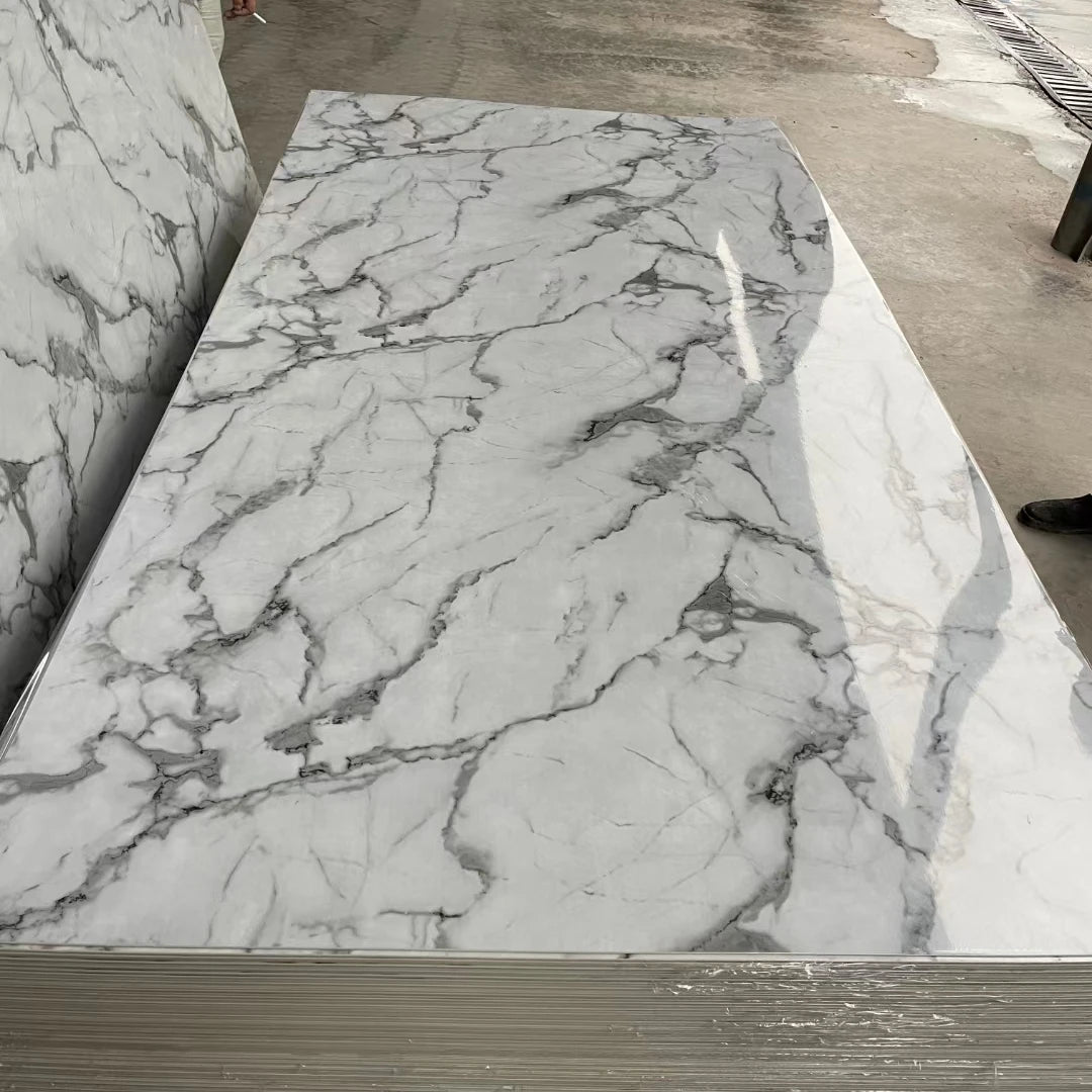 Modern High Glossy UV PVC Marble Sheet Flexible Waterproof Fireproof Moisture-Proof Wall Decorative Board for Home Hotel Use