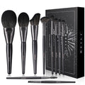 BEILI Professional Makeup Brushes Set Dark Black Wooden Handle Vegan Cruelty Free Synthetic Hair Custom Makeup Brush Set