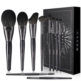 BEILI Professional Makeup Brushes Set Dark Black Wooden Handle Vegan Cruelty Free Synthetic Hair Custom Makeup Brush Set