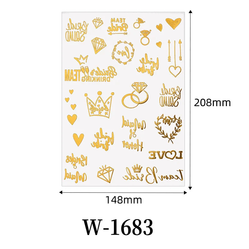 Fashionable Printed Waterproof and Luminous Body Gold Foil Stickers Waterproof Metallic Temporary Tattoo Stickers