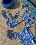OEM Custom Made Guangdong JYJ Mini  Ruffle Bikini  Woman Swimwear Bathing Suit Floral Swimwear Swimming Suit