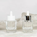 Hot Sale Empty Free Sample clear Essential Oil Bottle 30ml 50ml Hair Oil Flat Shoulder Glass Bottle
