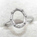 Sterling Silver 8*10mm Semi Mount Ring Empty Frame Blank Support Setting S925 Base Holder Without Center Stone for DIY Inlay