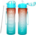 32oz Tritan Water Bottle Time Marker Dishwasher Safe Eco-Friendly Applicable for Outdoor Gym Camping Use Straw Applicable