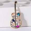 Jachon New Fashion Designer Brooches Rhinestone Violin Alloy Musical Instrument Brooch Pins  for Girls