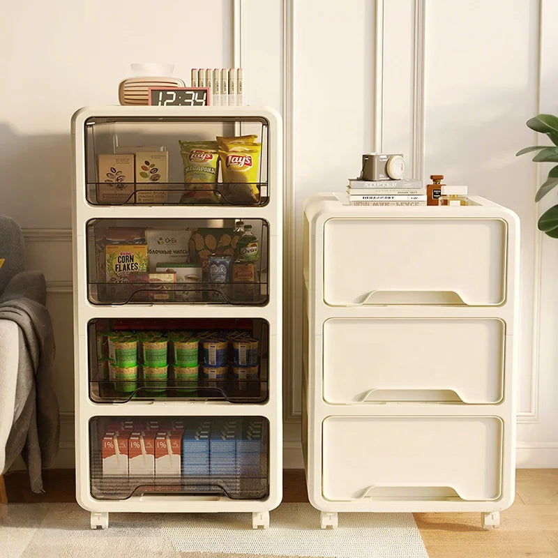 Removable Foldable Extendable Plastic Storage Cabinet Drawer for Entry Living Room Bathroom-Modern Home Furniture for Snacks