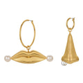 18K Gold Plated Brass Jewelry Exaggerated Nose Lips Earrings for Women Party Accessories Hoop Earrings E221388