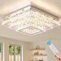 3-tier Chandelier Light Luxury Modern Flush Mount Crystal Chandelier with Remote Control