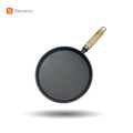 Vegetable Oil Cast Iron Frying Pan With Wood Handle Pre Seasoned Skillet Heavy Duty Kitchen Cookware Durable Cooking Pan