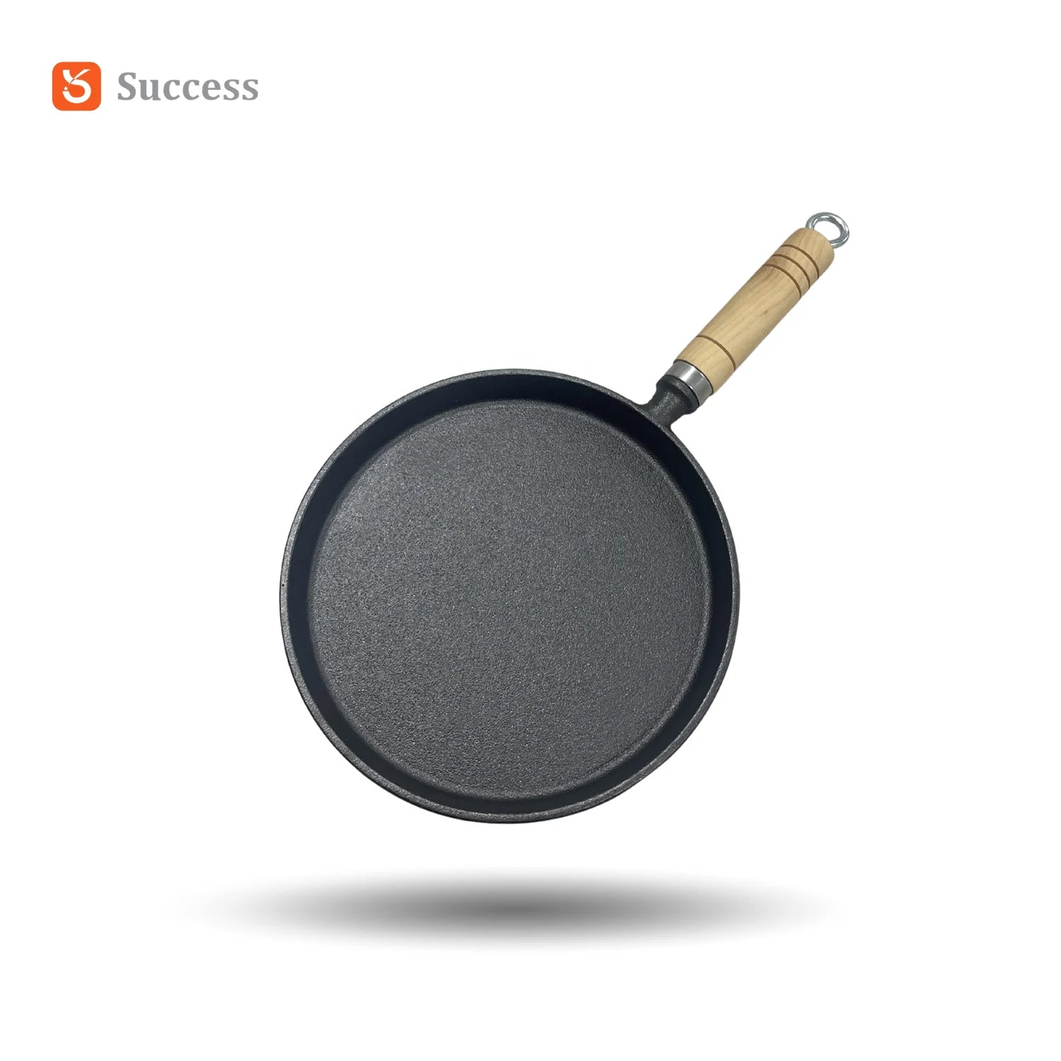 Vegetable Oil Cast Iron Frying Pan With Wood Handle Pre Seasoned Skillet Heavy Duty Kitchen Cookware Durable Cooking Pan