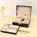 Wholesale Custom Made Earring Ring Necklace Girls With Lock Jewelry Box Organizer pink Jewelry Storage PU Leather Jewelry Boxes