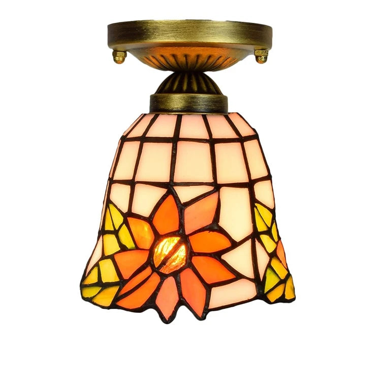 Tiffany Sunflower Style Night Mini Accent  Lamps Stained Glass Indoor Lighting + Ceiling + Lamp Modern Ceiling Lights