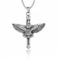 America Fashion Punk Cross Jewelry Antique Stainless Steel Eagle Pendant for Men Necklace