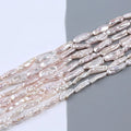 Hot Wholesale 6.5-7*23mm White Long Biwa Freshwater Peal Beads Strand