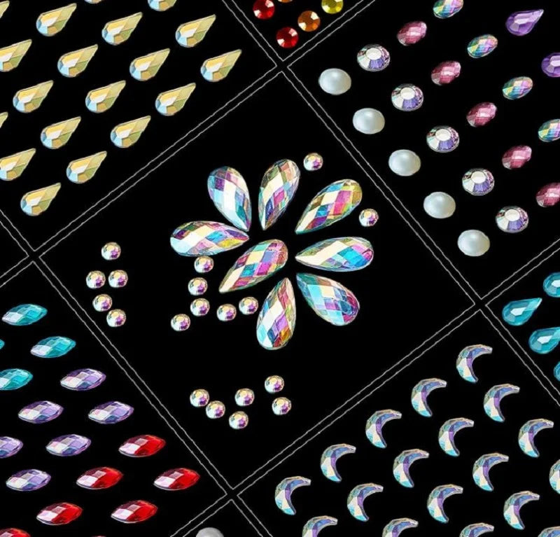 Face Gem Eye Body Jewels Stickers Costume Accessories Crystal Self-Adhesive Rhinestone Bling Makeup Rave Party Mardi Gras Decor