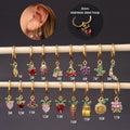 Hengsen 8MM Stainless Steel Earrings Colorful CZ Strawberry Grape Fruit Lobe Pendants Cartilage Tragus Earring Piercing Jewelry