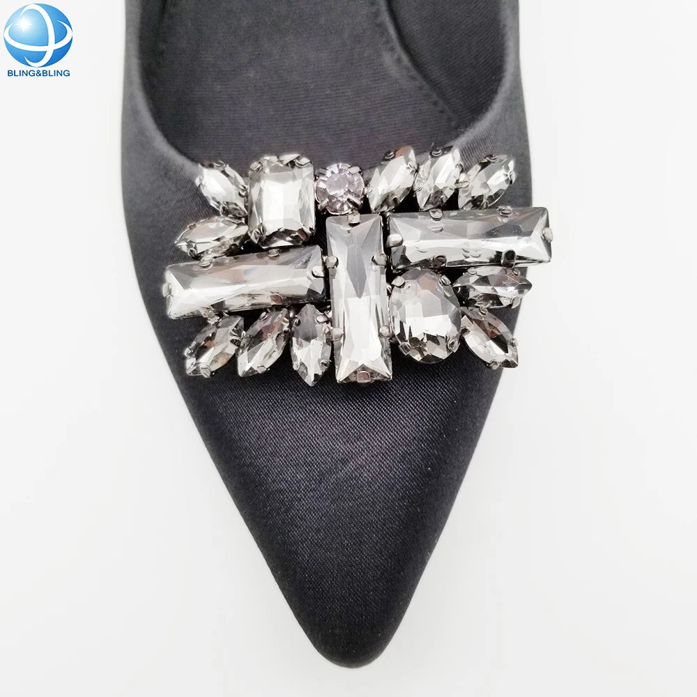Factory Price Good Quality Rhinestone Shoes Brooch Metal Alloy Crystal Shoe Buckle for Ladies Pumps Heels Sandals Decoration