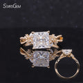 Starsgem 14K Soild Gold Princess Cut Lab Grown Diamond Ring Engagement Wedding Ring