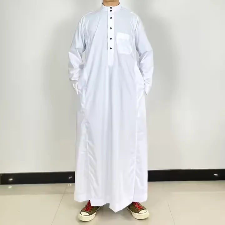 Moroccan Luxury Men's Green Muslim Emirates Punjabi Omani Kurta Design Pajama Jacket Thobe Breathable Casual Al Aseel Black