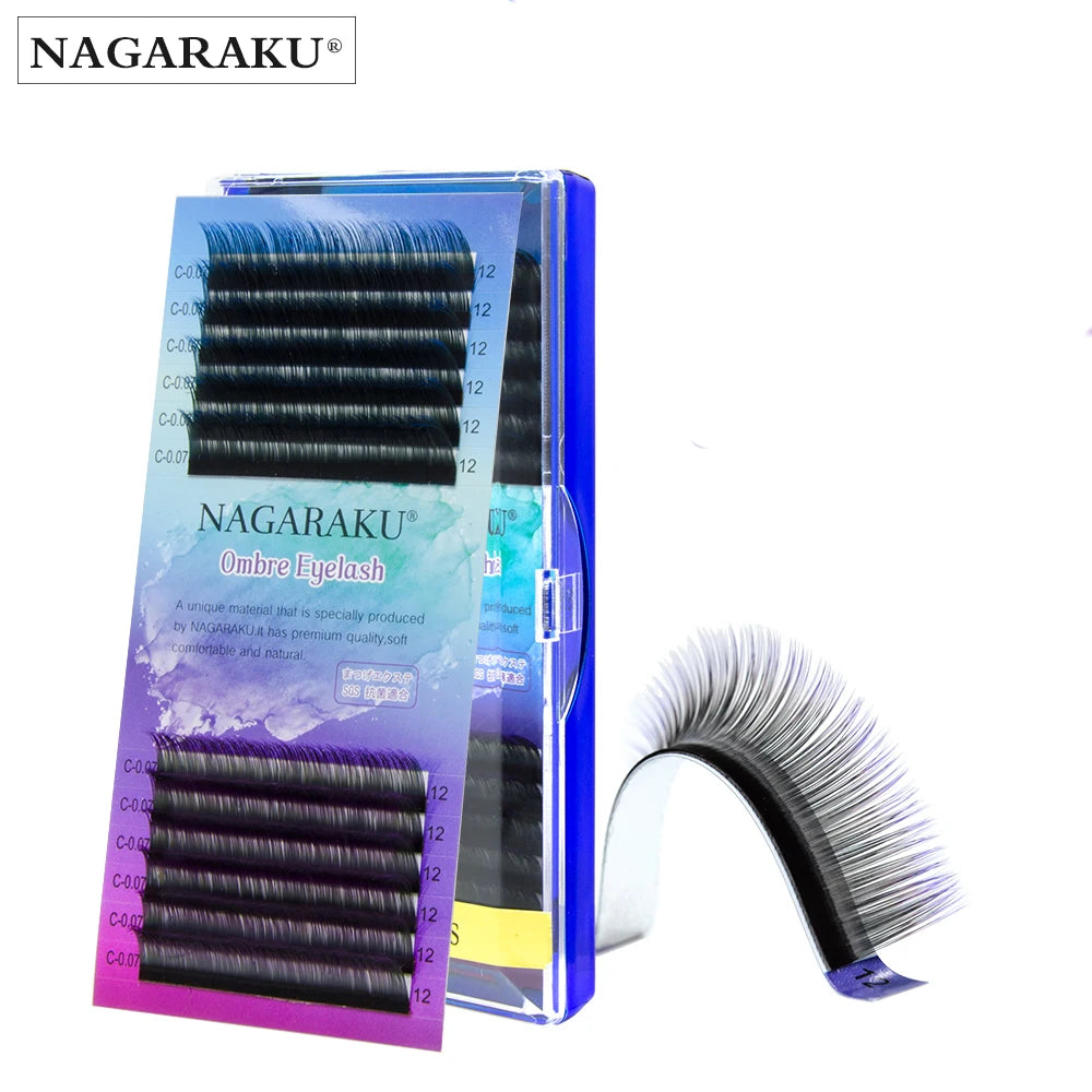 NAGARAKU Eyelashes Makeup Mink Lashes Ombre Color Purple Blue Gradient Color Eyelash Extension Premium Faux Soft Mink