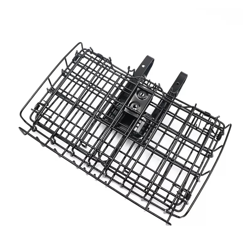 RIDERACE Bicycle Foldable Metal Wire Basket Front Bag Casing Pouch Luggage Basket for Mountain Bike Folding Handlebar Basket