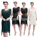 1920s Gatsby Dress Bridesmaid Wedding Guest Homecoming Black Green  Flapper Sequins Dress 1920s Great Gatsby Art Deco