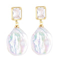 18K Gold Plated Pearl Jewelry Baroque Drop Earrings Freshwater Pearl Earrings Accessory