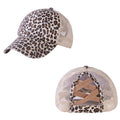 Summer New Lady Leopard Print Breathable Waterproof Cotton Mesh Hip Hop Ponytail Outdoor Sports UV-Protection Net Hat Danleiyuan