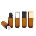 Wholesale 3ML Dark Brown Amber Roller Glass Bottle with Metal Roller Cylinder Shape Roll on Sealing Type