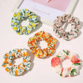 MIO Custom Multiple Print Scrunchies Plant Design Printed Custom Logo Scrunchie Polyester Scrunchies Hair Tie Fruits for Women