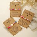 Hot Selling Turquoise Cross Adjustable String Bracelet Weaving Colorful Soft Ceramic Bracelet Card Set for Friendship Couples