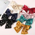 Wholesale New Fashion Girls Pearl Hair Clips Retro Big Bow Knot Hairpins Satin Hair Clips for Girls Women