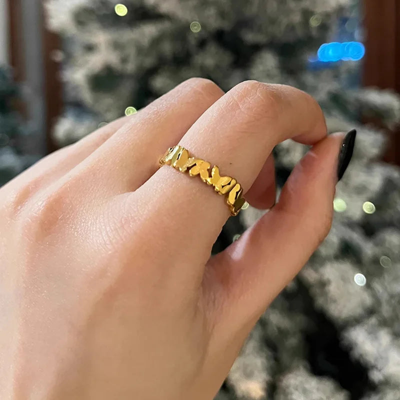 MECYLIFE Fashion Stainless Steel Butterfly Women Ring Gold Plated Butterfly Finger Ring Jewelry Gift Custom Animal Ring Jewelry