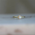 Silver Ring Stone Sterling Silver Opal Ring White Opal and Cz Ring